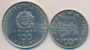 1980. 100Ft Ni "Szovjet-magyar közös űrrepülés" + 1985. 20Ft "FAO" T:2,1