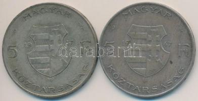 1947. 5Ft Ag "Kossuth" (2x) T:2-,3