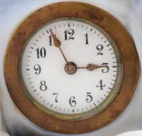 Porcelán kutya benne órával (nem működik), hiányos, kézzel festett, jelzés nélkül, kopásnyomokkal, m...