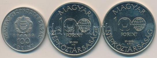 1980. 100Ft "Szovjet-magyar közös űrrepülés" + 1985. 100Ft "Mexikói Labdarúgó VB&quot...