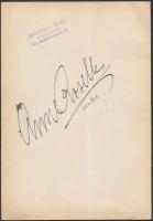 Miklósvári Gyenge Anna(Anne Roselle, 1894-1989) szoprán énekesnő és színésznő aláírása papírlapon