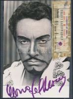 Mario del Monaco(1915-1982) olasz operaénekes, tenor aláírása az őt ábrázoló fotón, rajta 1 db belépőjeggyel / autograph signature