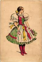 Hungarian girl in traditional dress, folklore (tűnyom / pinhole)