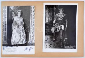 cca 1967 Biancamaria Casoni és Luigi Ottolini operaénekesek aláírásai őket magukat ábrázoló fotón, kartonra ragasztva