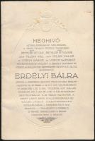 1929 Székely Egyetemi és Főiskolai Hallgatók Erdélyi bálra szóló meghívója, dombornyomott erdélyi cí...