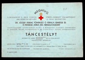 1938 Meghívó a Budapesti Vöröskereszt táncestélyére. Sorszámozott