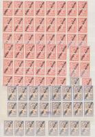 1944-1946 Számlailleték és törvénykezési illeték bélyegek, önálló értékek és összefüggések 6 berakól...