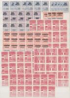 1944-1946 Számlailleték és törvénykezési illeték bélyegek, önálló értékek és összefüggések 6 berakól...