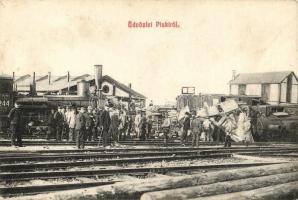 Piski, Simeria; vasúti szerencsétlenség, felborult vonat / railway accident, overturnes locomotive (EK)