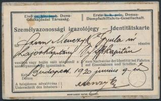 1920 Budapest, Hajóskapitány személyazonosító igazolványa / Hungarian ship captain ID