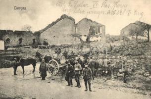 Cierges, soldiers, destroyed buildings