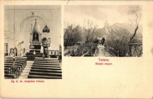 Türkös, Négyfalu, Sacele; park, Ágostoni hitvallású evangélikus templom belő / park, church interior (EK)