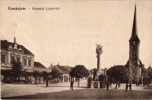 Érsekújvár, Nové Zámky; Kossuth Lajos tér, Nemzeti szálloda, Pollák Vilmos üzlete / square, hotel, shop, church