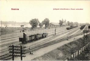 Komárom, Komárno; jobbparti teherállomás a Dunai malmokkal / freight railway station on the right side of the Danube, with the watermills (b)