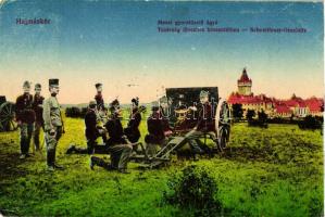 Hajmáskér, mezei gyorstüzelő ágyú, magyar tüzérek, katona (EK)