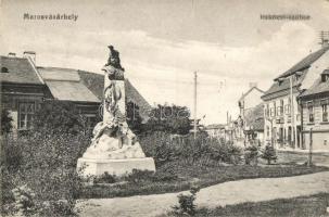 Marosvásárhely, Targu Mures; Rákóczi szobor, Kürthy Jánosné üzlete / statue, shop &#039;vissza&#039; So. Stpl (EK)