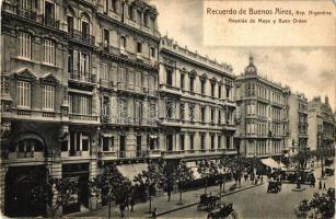 Buenos Aires, Avenida de Mayo y Buen Orden / Avenue May, carriage, omnibus (EK)