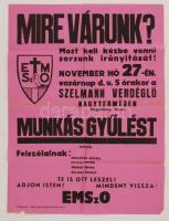 cca 1930-1940 EMSzO (Egyházközségi Munkásszakosztályok) munkásgyűlésre felhívó nagyméretű plakátja, hajtott, 62x46 cm