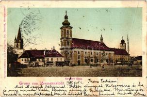 Nagyszeben, Hermannstadt, Sibiu; Fő tér, templomok / Grosser Ring / square, churches (fa)