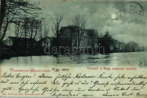 1899 Temesvár, Timisoara, Gyárváros; Nyaraló a Bega csatorna mentén, kiadja Králicsek Béla / villa, river bank (Rb)