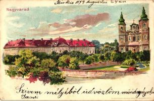 1899 Nagyvárad, Oradea; Püspöki palota / Episcopal palace, Kunstanstalt Kosmos 76. litho s: Geiger R. (Rb)