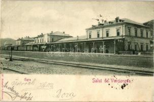 Varcsaró, Verciorova; vasútállomás, gőzmozdony / Gara / railway station, locomotive (vágott / cut)