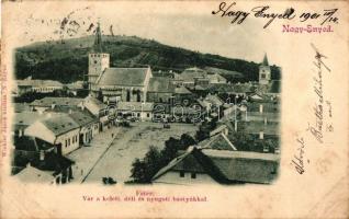 Nagyenyed, Aiud; Fő tér, vár a keleti, déli és nyugati bástyákkal, kiadja Winkler János / main square, castle with towers