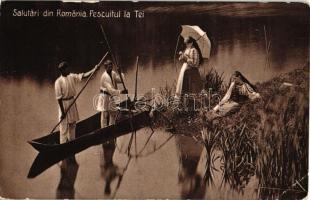 'Salutari din Romania. Pescuitul la Tei' / Romanian fishermen, folklore (EK)