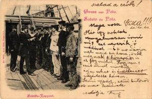 Pola, Pula; Schiffs-Rapport / inspection on the ship, K.u.K. mariners (EK)