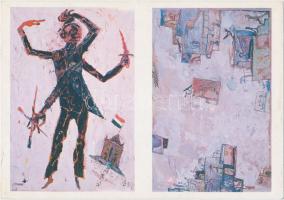 Modern magyar művészet; 26 db használatlan képeslap 14 lapon, a Mozgó Világ kiadása / 26 contemporar...