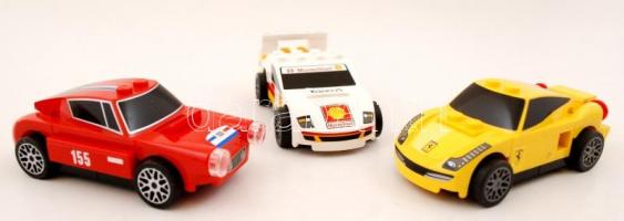 Lego hártrahuzós kis autók, kamionok, működnek, 3 db hiányos, összesen:13 db