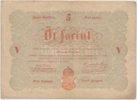 1848. 5Ft Kossuth bankó vörösesbarna T:III