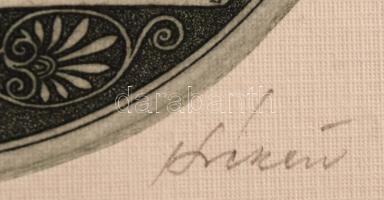 Kékesi László (1919-1993): Rézkarc-papír, jelzett kis szériás emléklapon alkalmi bélyegzéssel 15x21 ...