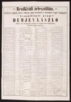 1866 Kolozsvár, Demjén László könyvkereskedésének árjegyzéke. 65x45 cm