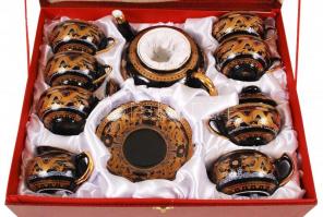 Nem használt 6 személyes kínai tojáshéj porcelán teáskészlet eredeti díszdobozban, hibátlan állapotb...