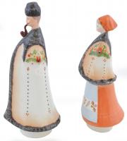 Aquincumi népvisletes pár, kézzel festett, jelzett, hibátlan, m:20 és 22 cm