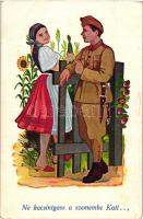 'Ne kacsintgass a szemembe Kati...' / Courting Hungarian soldier, s: Kluka (EK)