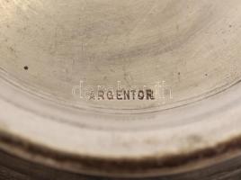 Argentor ezüstözött kis alátéttartó 12 db alátéttel, jelzett, d: 6,5 cm