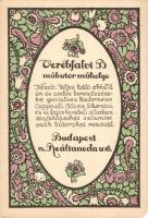 Verébfalvi B. műbútor műhelye, Budapest Reáltanoda u. 16. Művészi reklám / Hungarian floral advertising card (non PC)