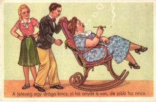 Humoros grafikai képeslap a negyvenes évekből / humourous Hungarian art postcard