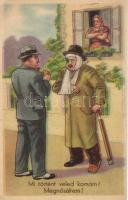 Humoros grafikai képeslap a negyvenes évekből / humourous Hungarian art postcard