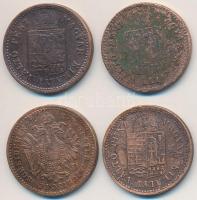 1859B 1kr Cu + 1881KB 1kr Cu + 1885KB 1kr Cu + 1888KB 1kr Cu T:vegyes