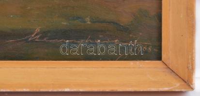 Menyhárt József (1901-1976): Holdas táj. Olaj, farost, jelzett, keretben, 22×47 cm