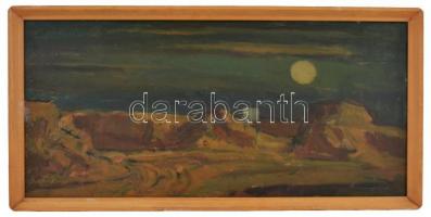 Menyhárt József (1901-1976): Holdas táj. Olaj, farost, jelzett, keretben, 22×47 cm