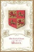 The coat of arms of Wales; Scott Series No. 531. Art Nouveau