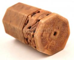 Zsírkő pecsétnyomó fej egzotikus motívummal, szép állapotban, h: 9 cm, d: 5 cm