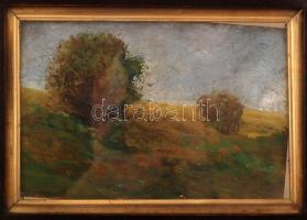 Vágó Sándor (1887-1946): Bokrok. Olaj, falemez, jelzett, antik keretben, 15×22 cm