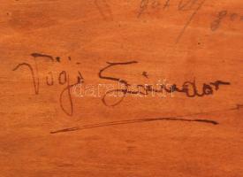 Vágó Sándor (1887-1946): Bokrok. Olaj, falemez, jelzett, antik keretben, 15×22 cm