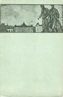 Pozsony, Bratislava; Pozsony fémipari szakiskola, 1917. július-augusztus, az &#039;Országos Hadigondozó Kiállítás&#039; reklámlapja, kiadja Angermayer Károly / Bratislava metallurgical technical school, July-August 1917., advertisment of the &#039;National Military Caregiver Expo&#039;, s: Somos (b)