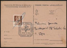 Országos harctéri kiállítás levélzéró kisív + 1 levelezőlap alkalmi bélyegzéssel